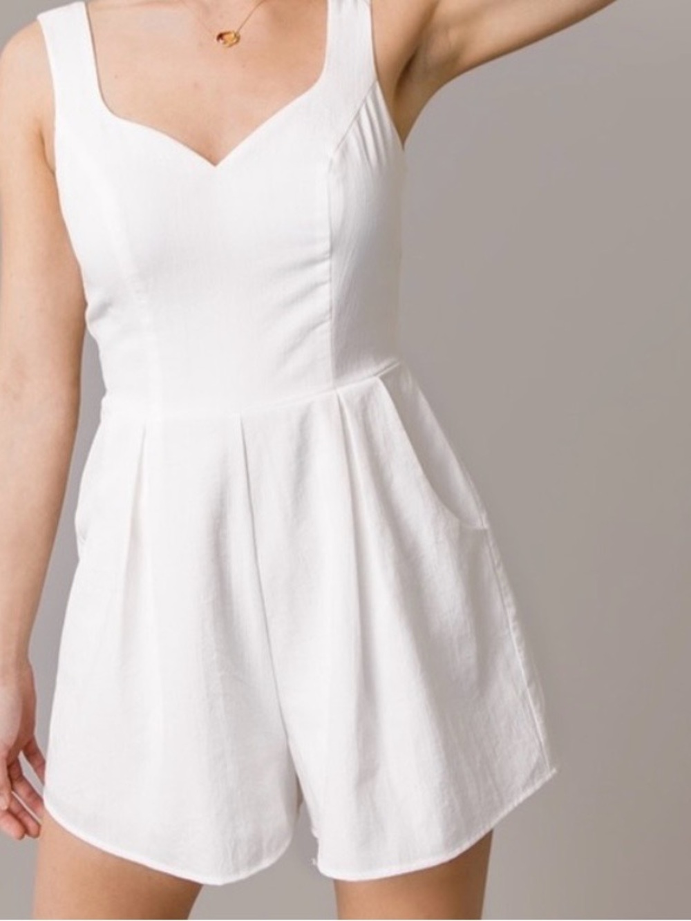Francesca's Collections White Sleeveless Romper